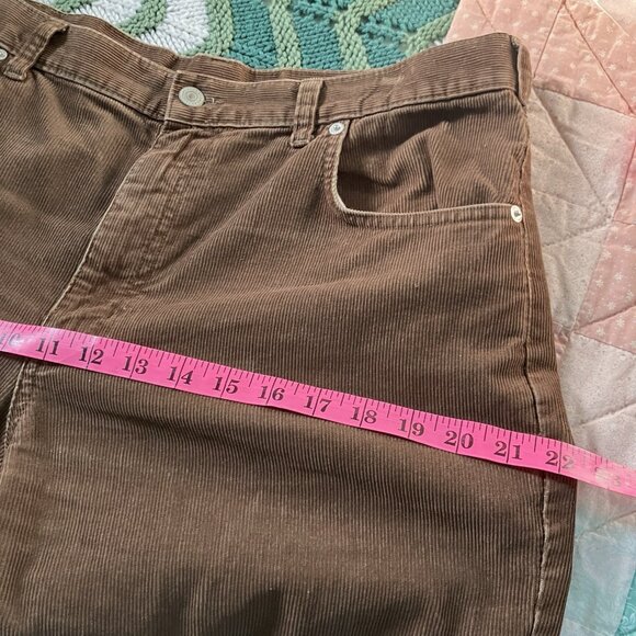 Lands' End Corduroy Pants Mens 34 Brown Straight Leg 90s Dad Y2K Fall Autumn - Picture 9 of 10